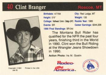 1991 Rodeo America Set B #40 Clint Branger Back